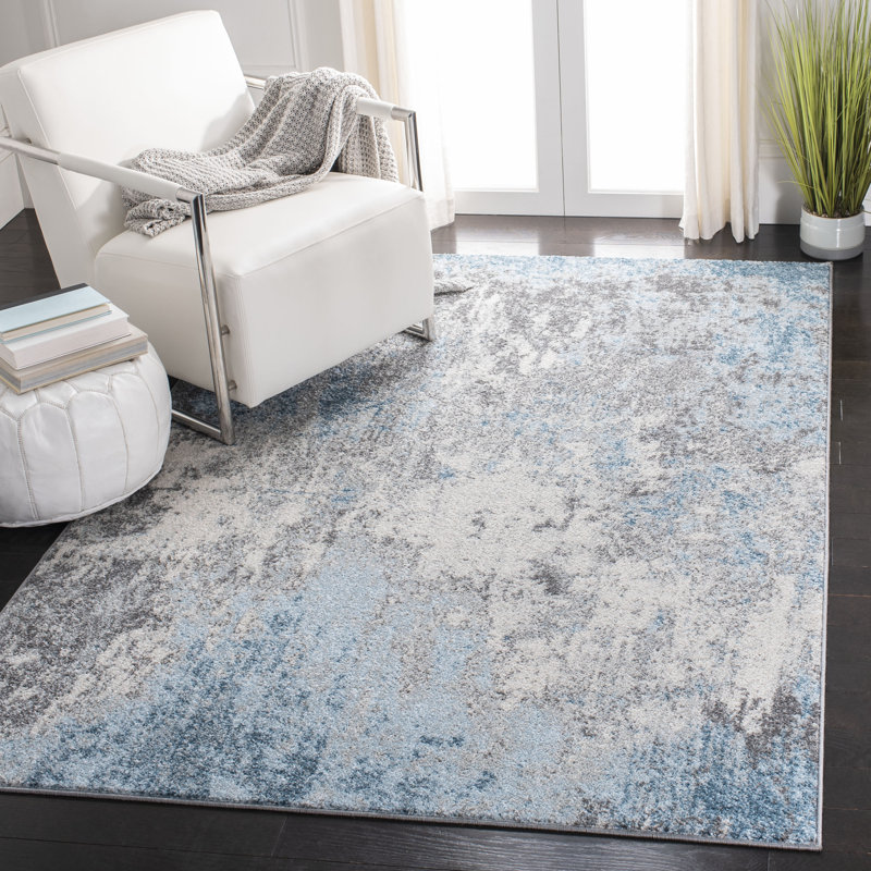 17 Stories Eslinger Performance Gray/Blue/Ivory Rug & Reviews Wayfair